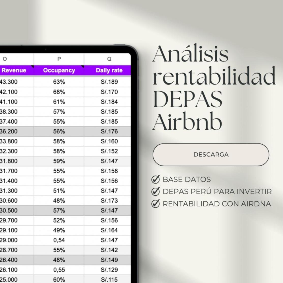 Análisis rentabilidad depas Airbnb
